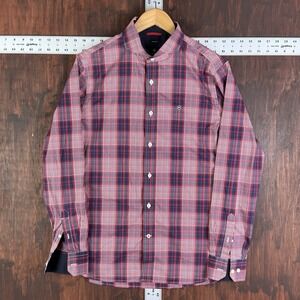 Victorinox Shirt Red Plaid Button‎ Down Nylon Blend Custom Fit Men's Medium GUC